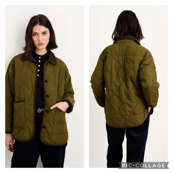 Alex Mill Jackets & Blazers - Alex Mill Quinn Quilted Nylon Jacket Olive Green Size Medium Corduroy Collar